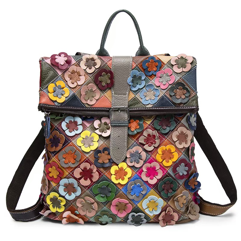 빈티지 여성 정품 가죽 백팩 꽃무늬 리얼 소가죽 숄더백 - Leather Backpack Vintage 리뷰 및 가격