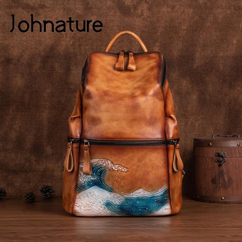 Johnature 정품 가죽 여성 배낭 대용량 야외 여 - Leather Backpack Vintage 리뷰 및 가격